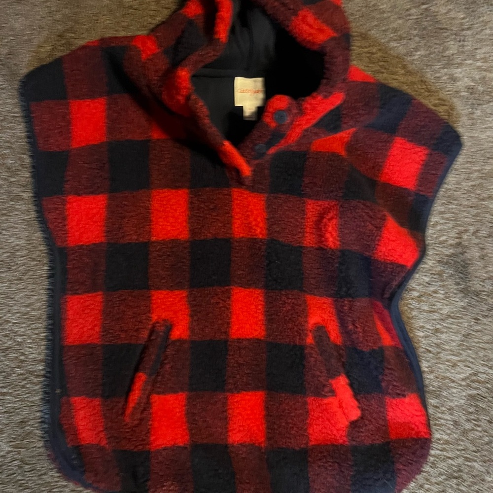Cat & Jack Red and Black Checkered Hooded Poncho
